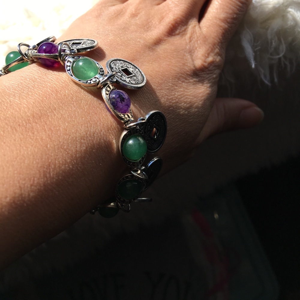 Green Aventurine and Purple Quartz Bracelet - Picture 3 of 4
